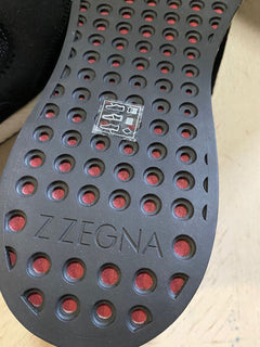 Neu $395 Z Zegna Wildleder/Textil Sneakers Schuhe Schwarz 12,5 US Italien