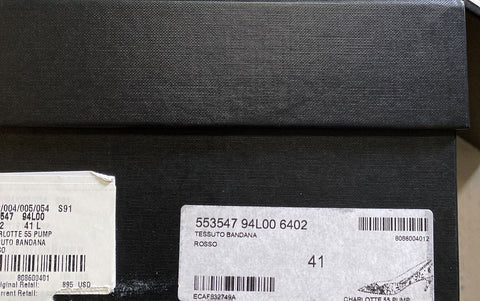 NIB 895 $ Saint Laurent Damen Bandana-Kleiderschuhe Rot 11 US (41 EU)