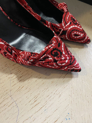 NIB 895 $ Saint Laurent Damen Bandana-Kleiderschuhe Rot 11 US (41 EU)