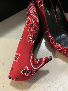 NIB 895 $ Saint Laurent Damen Bandana-Kleiderschuhe Rot 11 US (41 EU)