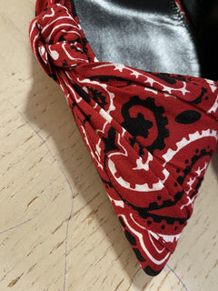 NIB 895 $ Saint Laurent Damen Bandana-Kleiderschuhe Rot 7 US (39 Eu)