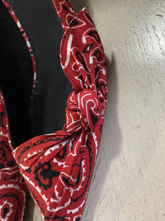 NIB 895 $ Saint Laurent Damen Bandana-Kleiderschuhe Rot 7 US (39 Eu)