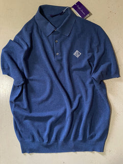 Neu mit Etikett: 895 $ Ralph Lauren Purple Label Herren-Poloshirt Blau XXL Italien