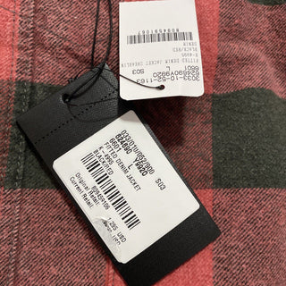 Neu $3190 Saint Laurent Taillierte, karierte Jeansjacke für Herren, Shearing Red/Black L