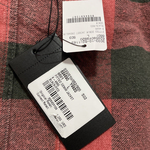 Neu $3190 Saint Laurent Taillierte, karierte Jeansjacke für Herren, Shearing Red/Black L