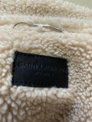 Neu $3190 Saint Laurent Taillierte, karierte Jeansjacke für Herren, Shearing Red/Black L