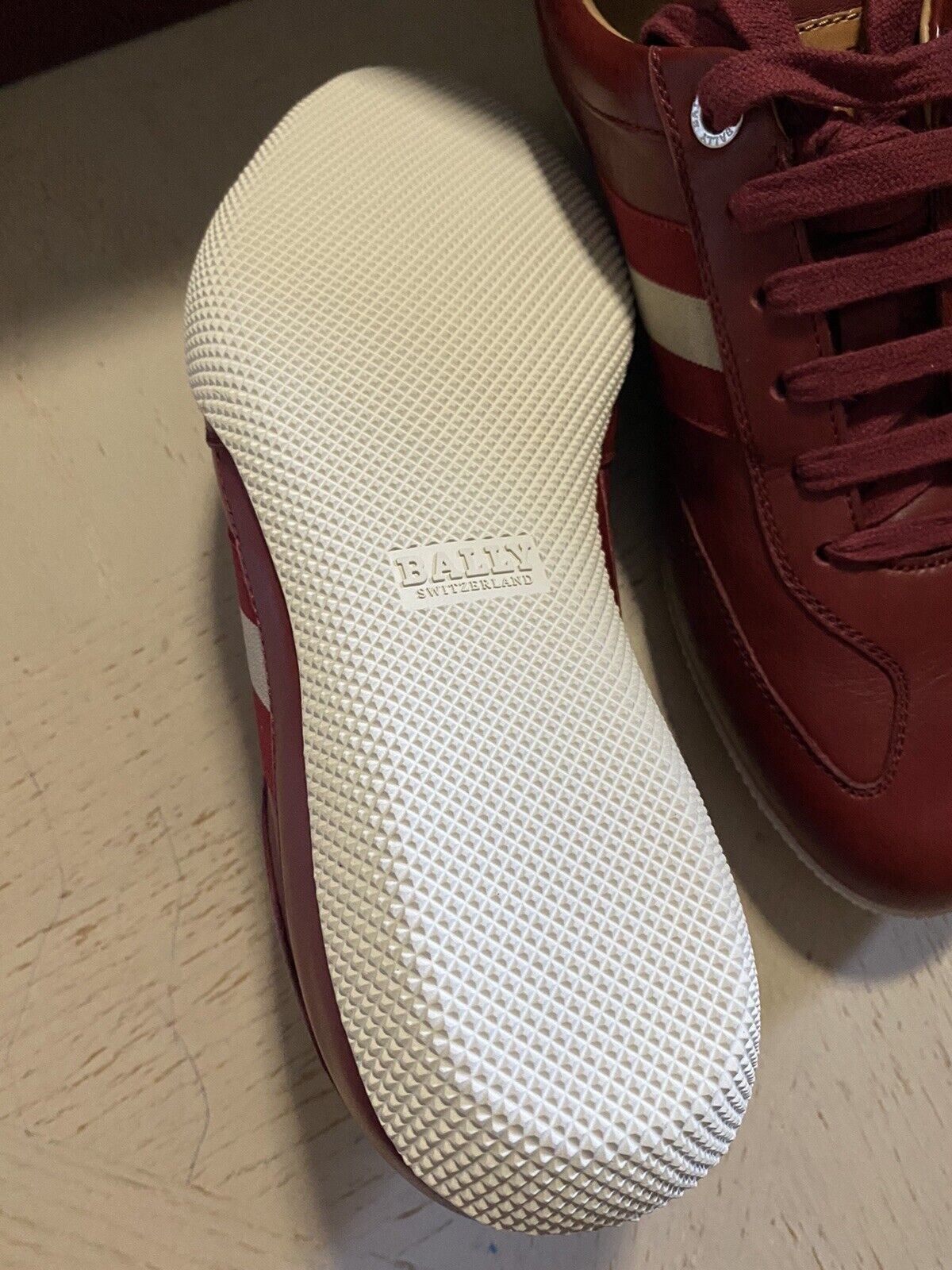 New $550 Bally Men Zibler Leather Sneakers Shoes Red 7 US Switzerland