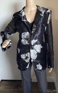 Neu $2995 Ralph Lauren Collection Damen-Jackenblazer Schwarz/LT-Blau 10 US/46 Eu