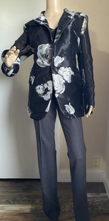 Neu $2995 Ralph Lauren Collection Damen-Jackenblazer Schwarz/LT-Blau 10 US/46 Eu