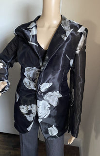 Neu $2995 Ralph Lauren Collection Damen-Jackenblazer Schwarz/LT-Blau 10 US/46 Eu
