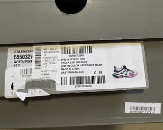NIB $ 1050 Balenciaga Damen Track LED Sneakers Schuhe Grau/Rosa 8 US/38 Eu
