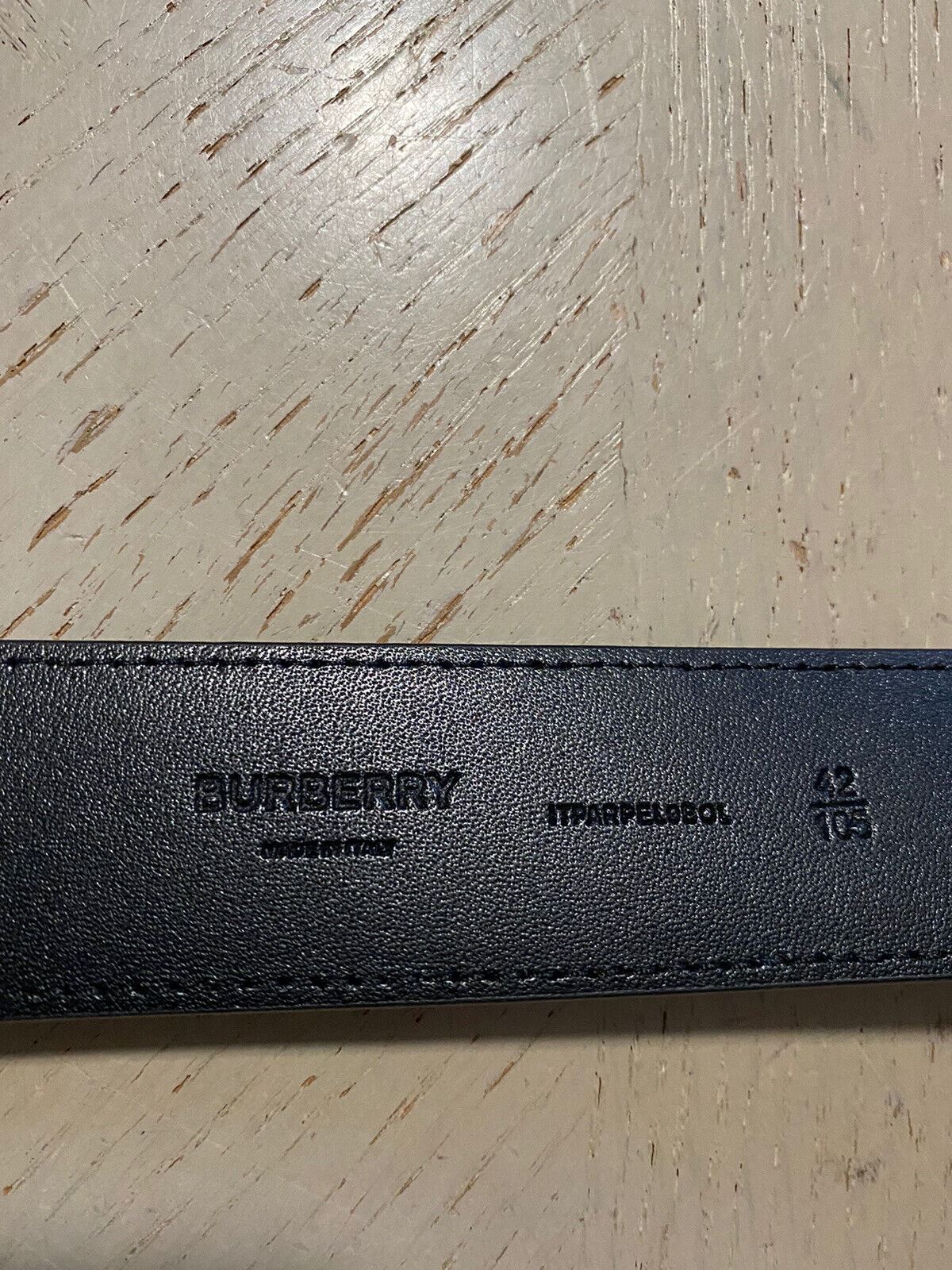 Новый мужской ремень из натуральной кожи Burberry TB Grain Черный 105/42 Италия