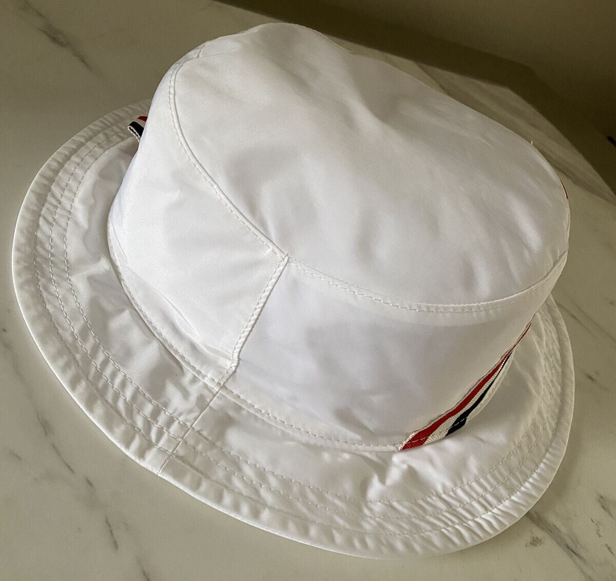 NWT Thom Browne Classic Nylon Bucket Hat White Size M Italy