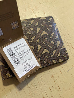 Neue Burberry TB Monogram Bi-Fold Wallet BRIDLE BROWN Italien