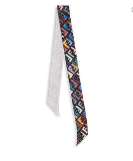 New Fendi Fun Fair Silk Twilly Scarf FF Monogram Black/Multicolor Italy