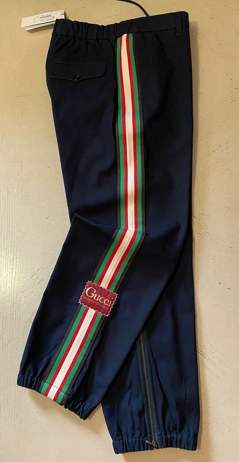 Neu mit Etikett: 1100 $ Gucci Military Cotton Herrenhose Nachtblau 32 US (48 Eu) Italien