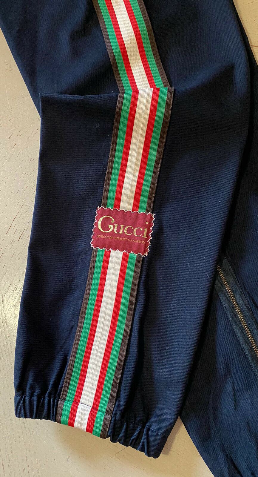 Neu mit Etikett: 1100 $ Gucci Military Cotton Herrenhose Nachtblau 32 US (48 Eu) Italien