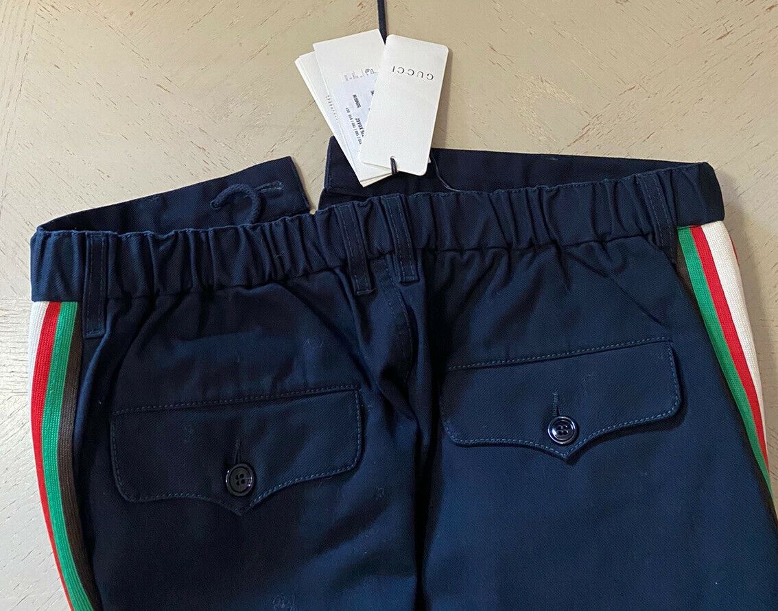 Neu mit Etikett: 1100 $ Gucci Military Cotton Herrenhose Nachtblau 32 US (48 Eu) Italien