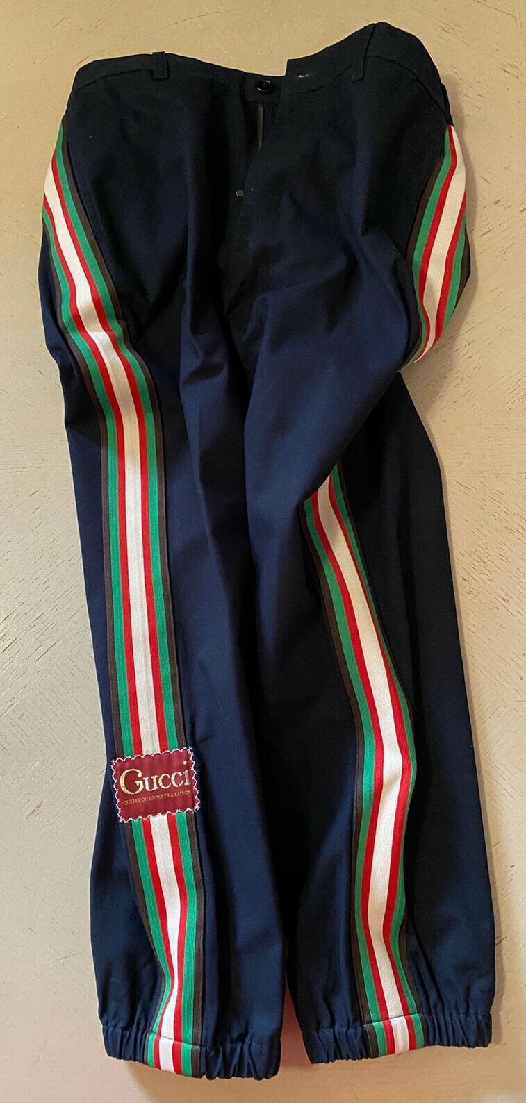 Neu mit Etikett: 1100 $ Gucci Military Cotton Herrenhose Nachtblau 32 US (48 Eu) Italien