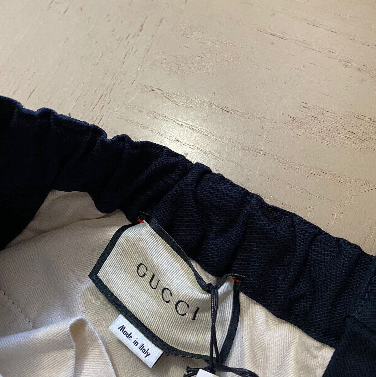 Neu mit Etikett: 1100 $ Gucci Military Cotton Herrenhose Nachtblau 32 US (48 Eu) Italien