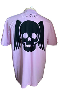 Neues Gucci Herren-Kurzarm-Übergroßes T-Shirt Lila/Lila Größe XS Italien