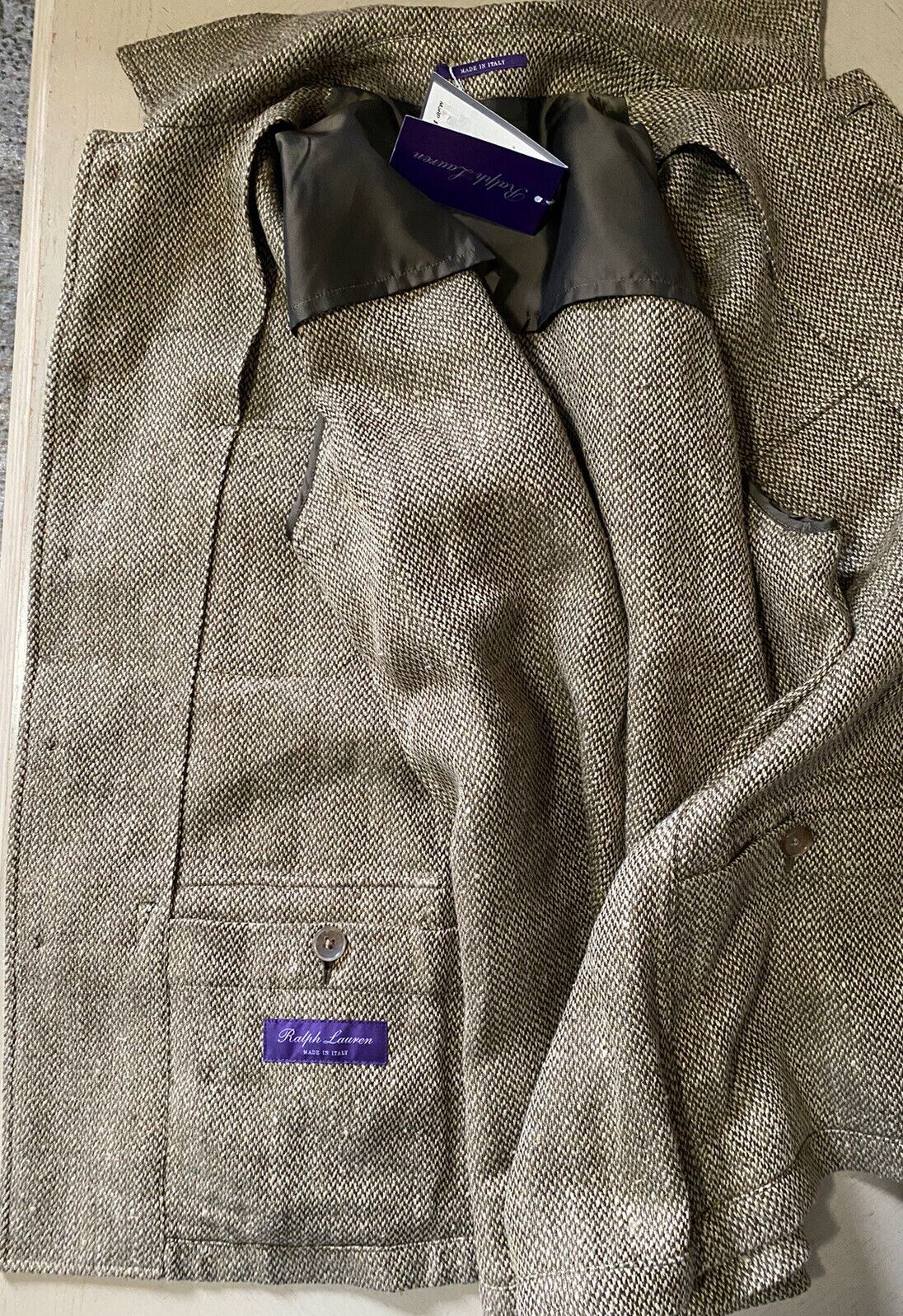 Neu$1495 Ralph Lauren Purple Label Herrenjacke Mantel Beige Größe 40 US/50 Eu Italien