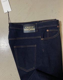 NWT $1100 Gucci Men Softened Washed Denim Slim Fit Jeans Pants DK Blue 32 US