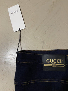 NWT $1100 Gucci Men Softened Washed Denim Slim Fit Jeans Pants DK Blue 32 US