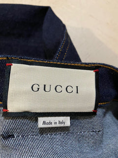 NWT $1100 Gucci Men Softened Washed Denim Slim Fit Jeans Pants DK Blue 32 US