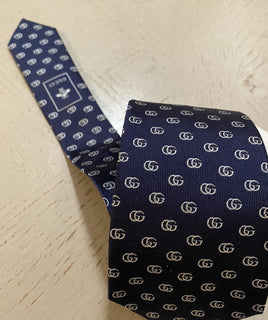 New Gucci Mens GG Monogram Silk Neck DK Blue made in Italy