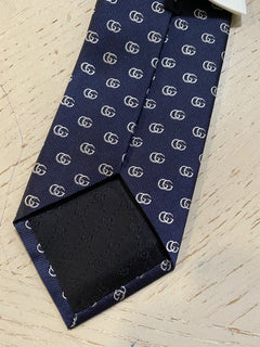 New Gucci Mens GG Monogram Silk Neck DK Blue made in Italy