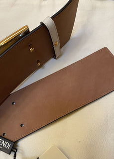 Neu 890 $ Fendi Herren FF Logo Ledergürtel Eisweiß 26/65 Italien