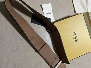 Neu 890 $ Fendi Herren FF Logo Ledergürtel Eisweiß 26/65 Italien