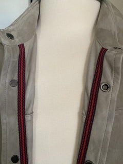 NWT $3500 Isaia Suede Snap-Button Shirt Dark Beige Size M US ( 50 Eu ) Italy