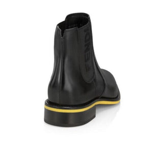 Neue 890 $ Fendi-Leder-Logo-Chelsea-Stiefel Schwarz 10 US (9 Fendi) Italien