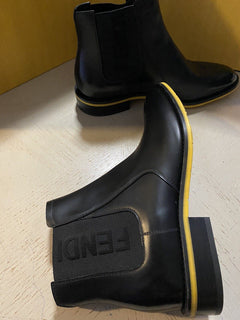 Neue 890 $ Fendi-Leder-Logo-Chelsea-Stiefel Schwarz 10 US (9 Fendi) Italien