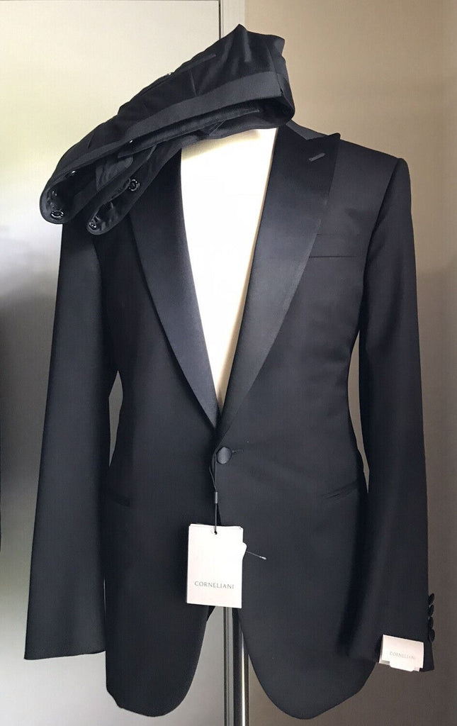 Neu $2895 Corneliani Herren-Smokinganzug aus Wolle, Schwarz, 40L US (50L Eu), Italien