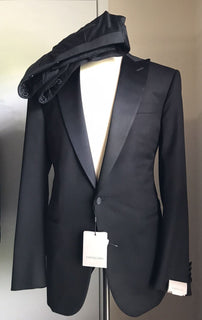 Neu $2895 Corneliani Herren-Smokinganzug aus Wolle, Schwarz, 40L US (50L Eu), Italien