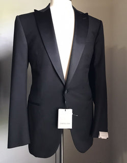 Neu $2895 Corneliani Herren-Smokinganzug aus Wolle, Schwarz, 40L US (50L Eu), Italien