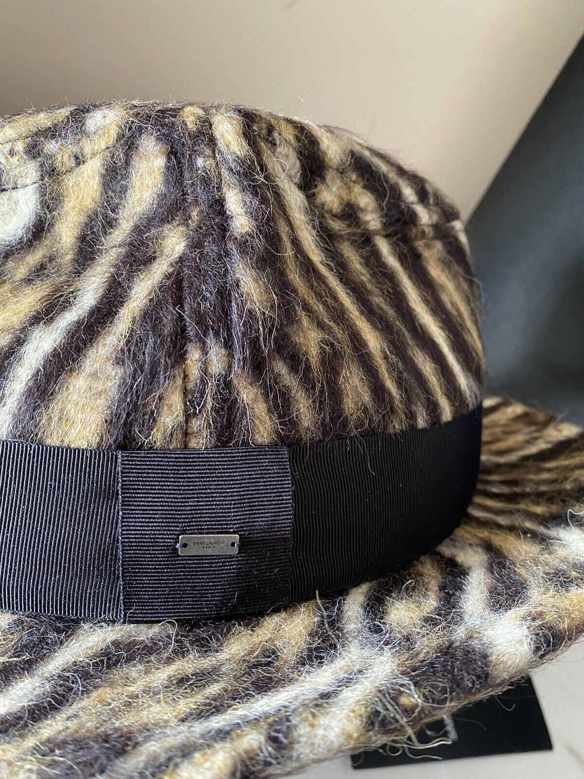 Женская шляпа-федора NWT Saint Laurent бежевого/черного цвета, размер S, Италия