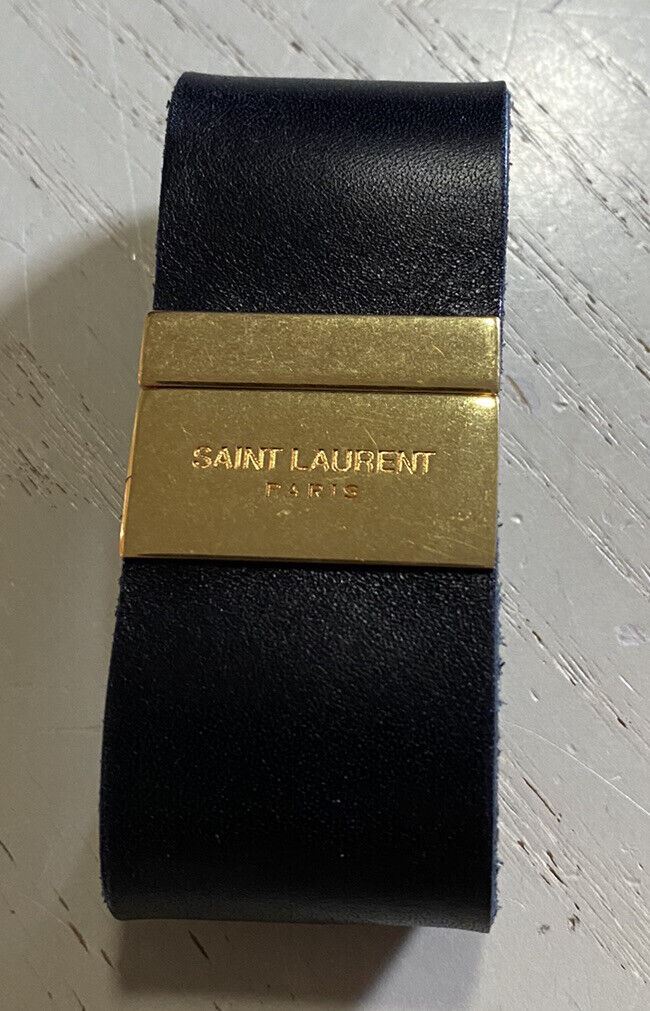 NWT  Saint Laurent Women Id Braselet In Smooth Leather and Metal Black Size M