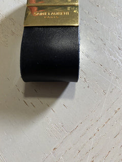 Женский браслет NWT Saint Laurent Id из гладкой кожи и металла черного цвета, размер M