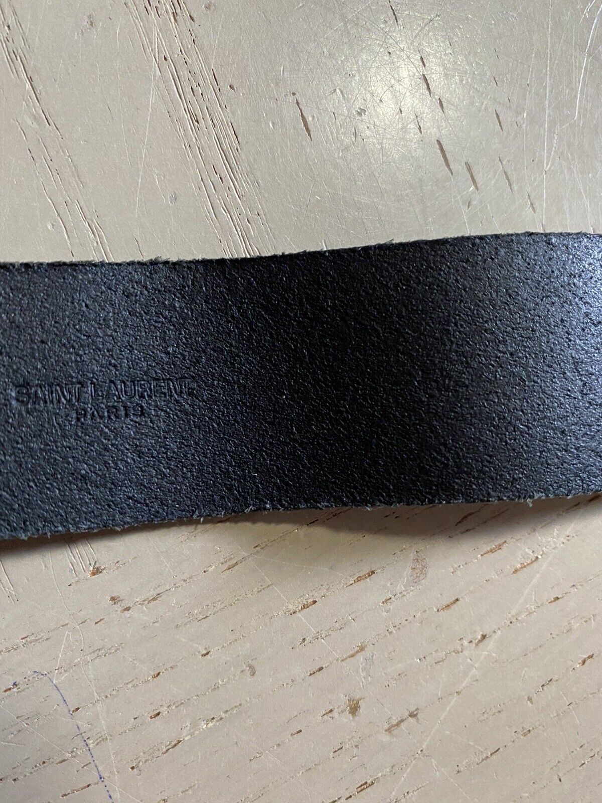 Женский браслет NWT Saint Laurent Id из гладкой кожи и металла черного цвета, размер M