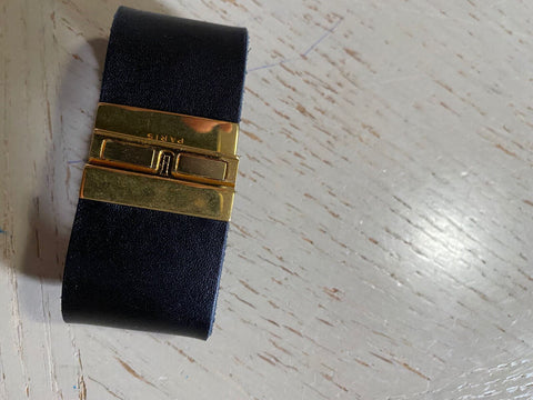 NWT  Saint Laurent Women Id Braselet In Smooth Leather and Metal Black Size M