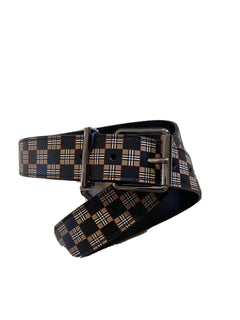 Neuer Burberry Mack Check Ledergürtel Beige 85/34 Italien