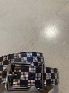 Neuer Burberry Mack Check Ledergürtel Beige 85/34 Italien
