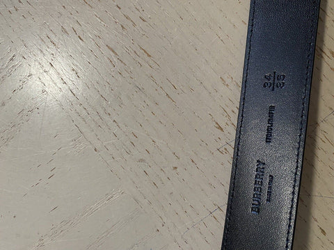 New Burberry Mack Check Leather Belt Beige 85/34 Italy