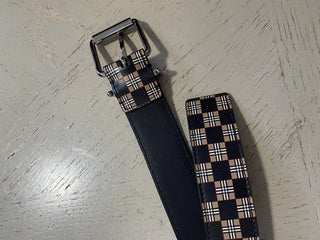 Neuer Burberry Mack Check Ledergürtel Beige 85/34 Italien