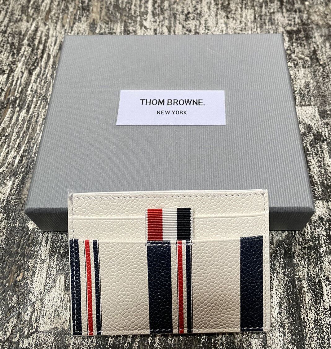 New Thom Browne Double-Sided Leather Card Case White Italy