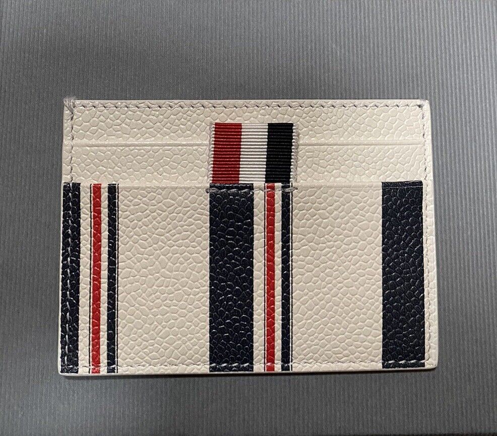New Thom Browne Double-Sided Leather Card Case White Italy